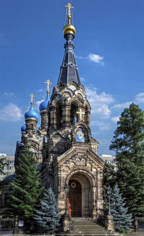 Russische Kirche Dresden Schöne Gebäude Orthodoxe Kirche Kathedrale
