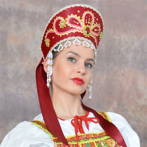 Viktoria Kokoshnik Headdress Wine Red Product Sku Z 121756
