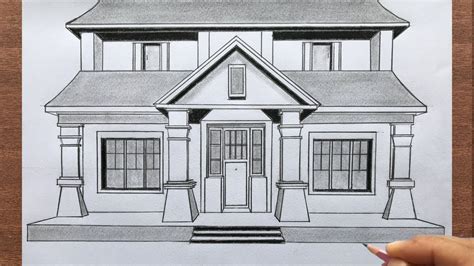 How To Draw A House In 1 Point Perspective Step By Step Youtube