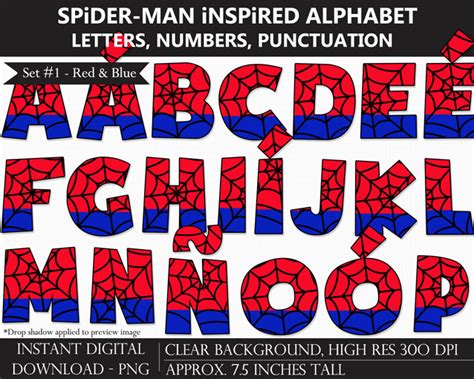 Spider Web Decorative Alphabet Clipart Pack Spiderman Birthday