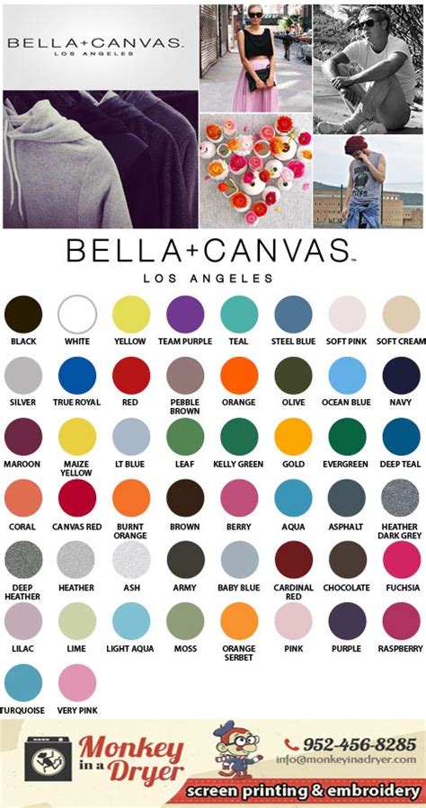 Bella Canvas Swatch Color Chart Monkey In A Dryer Screen Printing