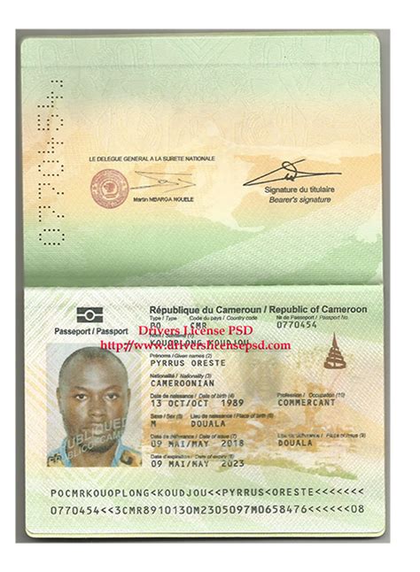 Drivers License - Fake Drivers License - Drivers License PSD | Cameroon Passport ID PSD