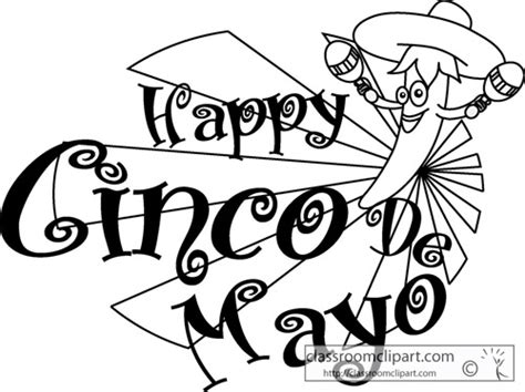 Holiday Black And White Outline Clipart Cincodemayooutline02