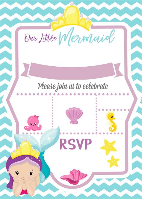 Choose from beautiful invitation templates to create your own invitation in minutes. MERMAID INVITATION BLANK | ellierosepartydesigns.com