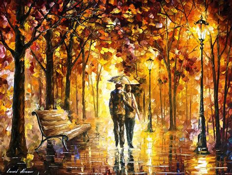 Caring For Love Palette Knife Oil Painting On Canvas By Leonid
