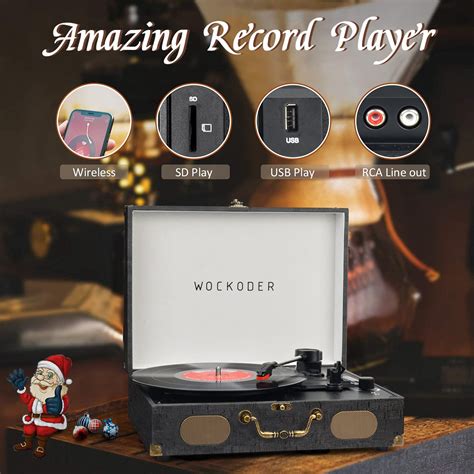 Turntable Record Player Portable Wireless 3 Speed Vinyl Record Player