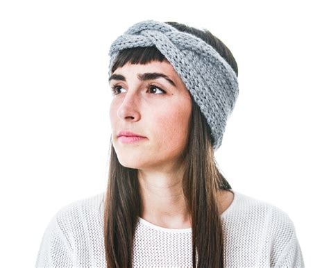 Quarry Braided Headband In Alpaca Merino Wool Hand Knit In Canada