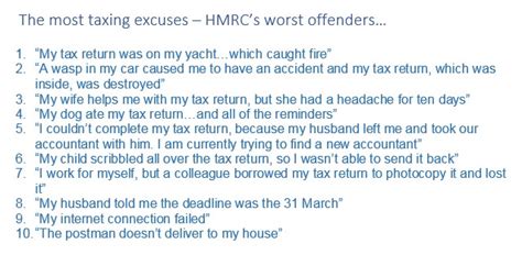 Hmrcs Top 10 Worst Excuses For Late Tax Returns Howlader And Co