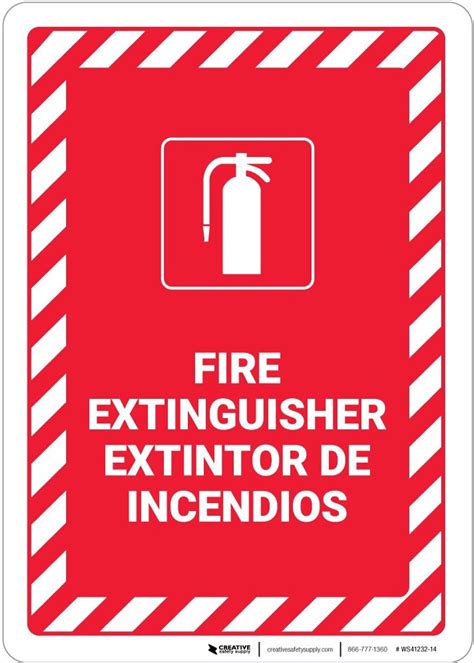 Fire Extinguisher Bilingual Spanish Wall Sign