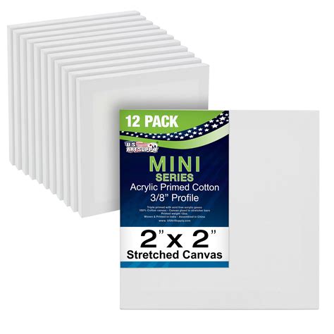 Us Art Supply 2 X 2 Mini Professional Primed Stretched Canvas 12 Mini