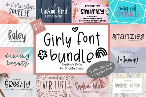 Girly Font Bundle With 12 Cute Fonts Creative Market
