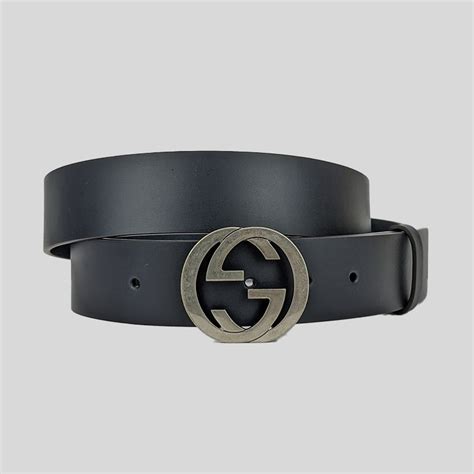 Gucci Mens Leather Belt With Interlocking G Midnight Blue 546389