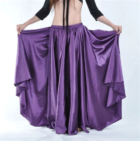 Women Belly Dancing Clothes Full Circle Swing Skirt Dress Flamenco Skirts Plus Size Satin Long