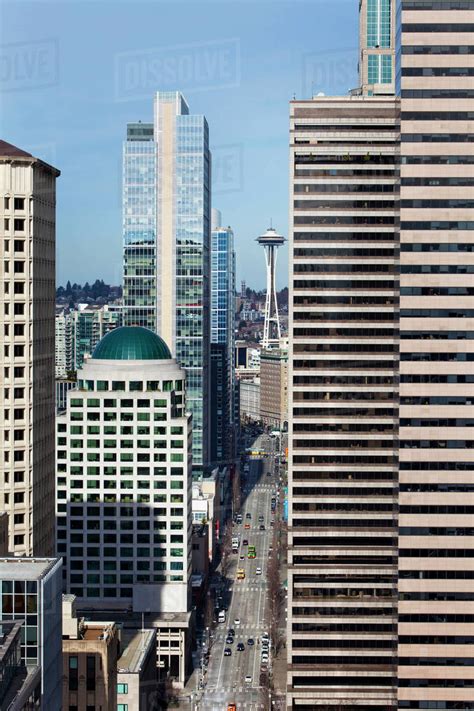 Aerial View Of Skyscrapers In Downtown Seattle Washington United