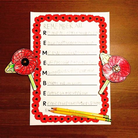 Wartime Poetry An Acrostic Poem By My Younger Child Remembrance Day