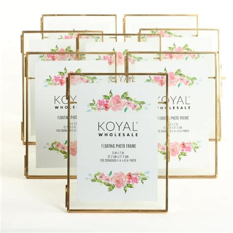 Koyal Wholesale Pressed Glass Floating Photo Frames 5 X 7 Frame Gold 8