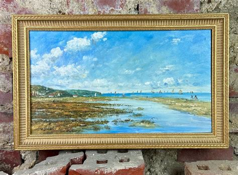 Proantic Marine Oil Painting On Panel Seaside Signed