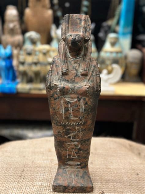 Anubis Roter Granit Staute Des Alten Gyptischen Gottes Der