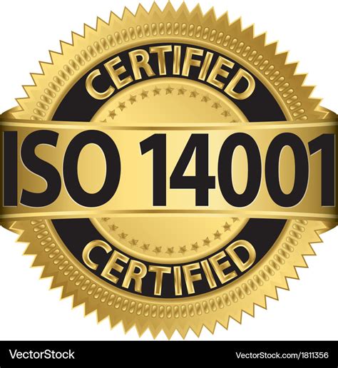 Iso 14001 Certified Golden Label Royalty Free Vector Image