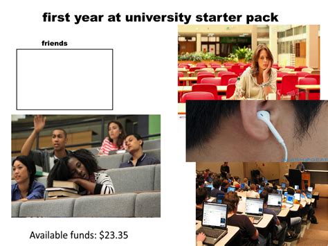 First Year At University Starter Pack Rteenagers