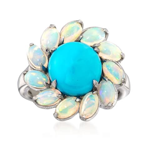 Sleeping Beauty Turquoise And Opal Ring In Sterling Silver Ross Simons