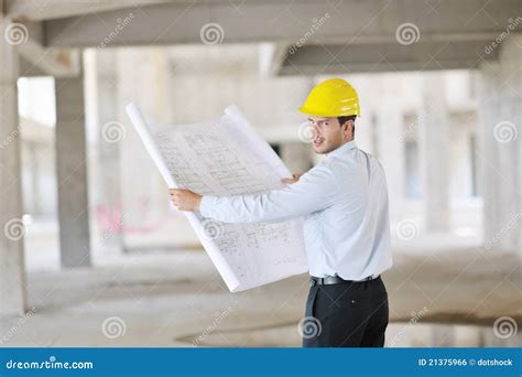 Architect On Construction Site Stock Photo Image Of Hardhat Designer