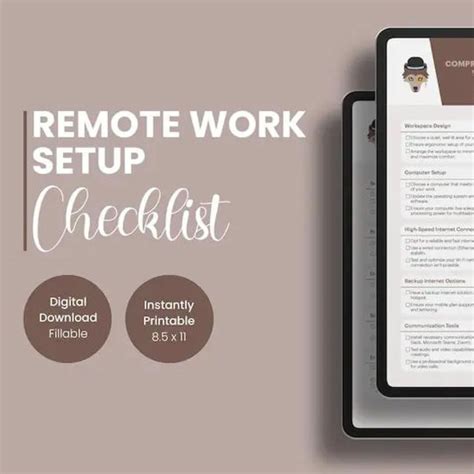 Digital Remote Work Setup Checklist Home Office Tech Tools