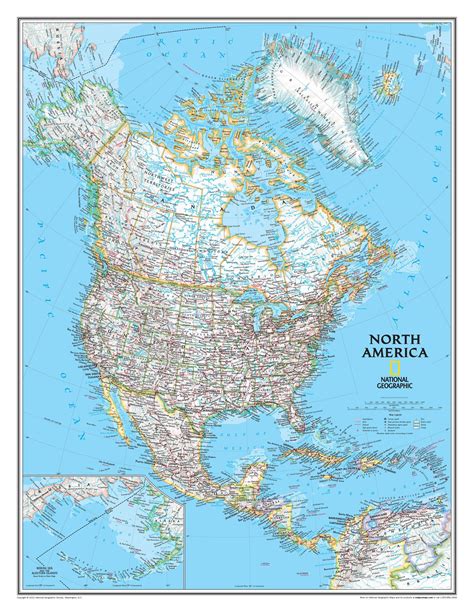 National Geographic North America Wall Map