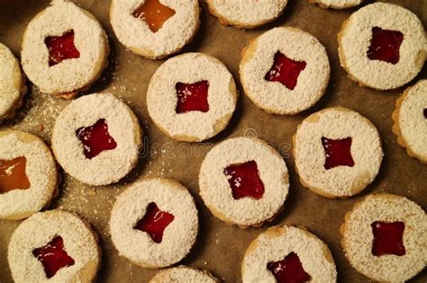 Vanilla crescents, cinnamon star and more. Close-up Of Christmas Cookies Stock Photo - Image of ...
