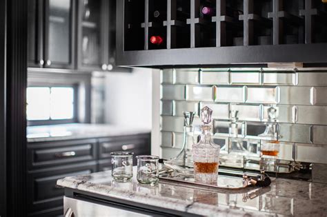 Beveled Mirrored Subway Tiles Contemporary Kitchen Marie Flanigan