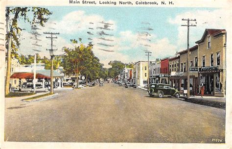 Colebrook New Hampshire Main Street Looking North Antique Postcard