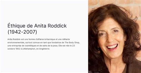 Éthique De Anita Roddick 1942 2007