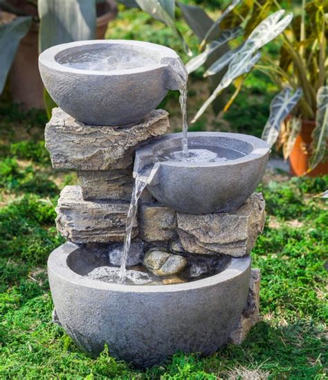 159 Multi Tiered Cascading Rocks And Bowls Outdoor Patio Garden Water