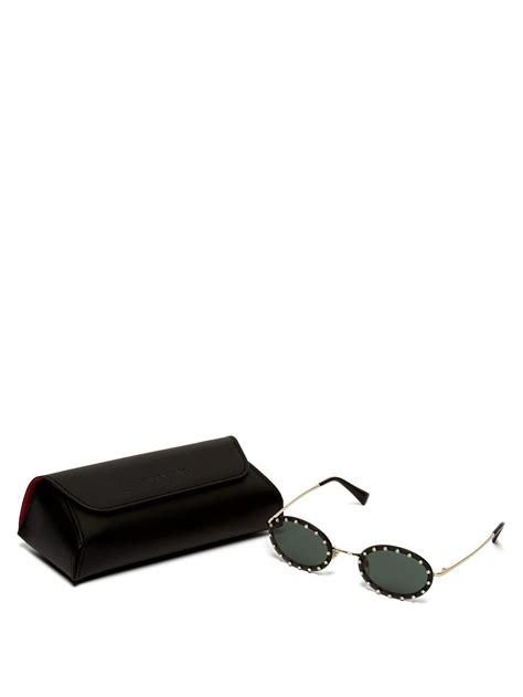 Valentino Crystal Embellished Oval Frame Sunglasses Lyst