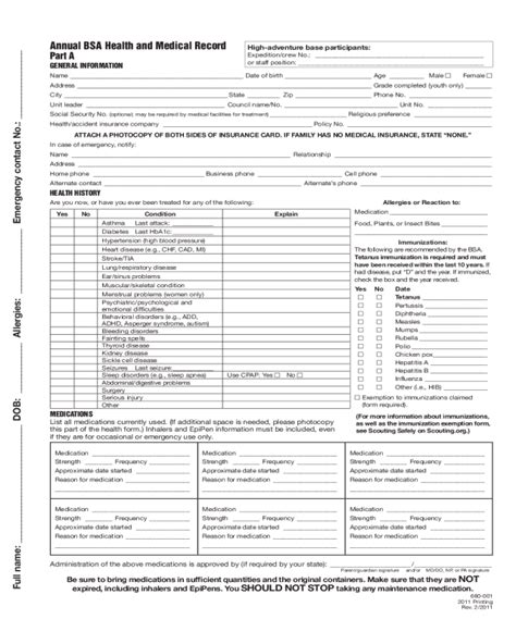 2022 Bsa Medical Form Fillable Printable Pdf And Forms Handypdf