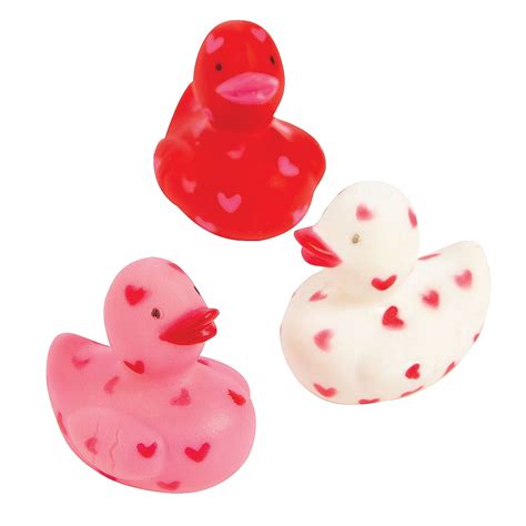 Mini Rubber Duckies With Valentines Day Cards Toys 12 Pieces