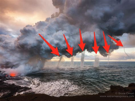 Incredible Photo Shows Hot Lava Forming Tornadoes Of Steam Over The Ocean