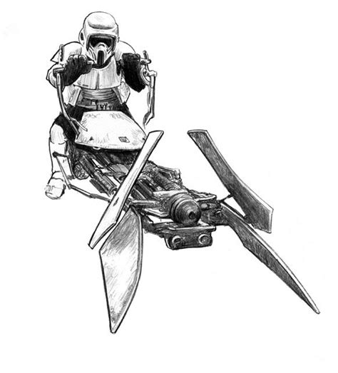 Scout On Speeder Bike By Jasonpal On Deviantart Star Wars Drawings