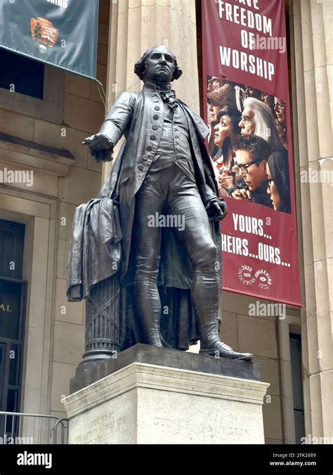 Statue Of George Washington At Federal Hall In Lower Manhattans