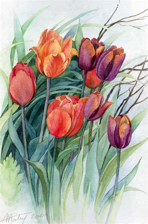 Tulip Painting Flower Art Painting Watercolour Painting Painting
