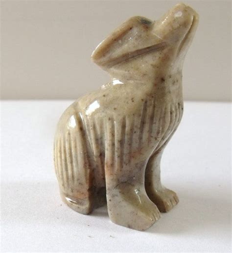 Carved Soapstone Howling Wolf Figurine No5 Size By Withamcrafts £395