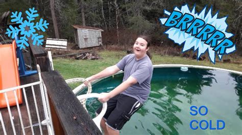 Jumping Into My Ice Cold Pool Freezing Youtube