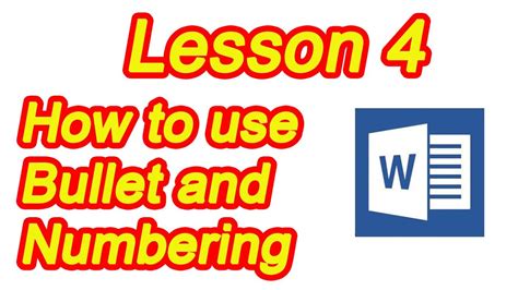 Lesson How To Use Bullet And Numbering In Ms Word Microsoft