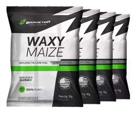 4x Waxy Maize Pure 1kg Puro Sem Sabor Bodyaction Frete Grátis