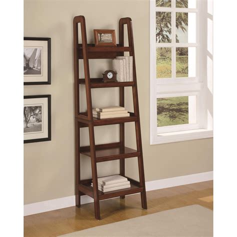 Ameriwood Home Platform Wood Veneer Ladder Bookcase Espresso