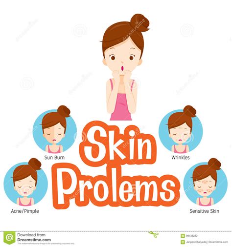 Girl With Facial Skin Problems Stock Vector Illustration Of Events