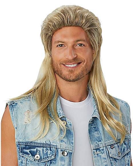 Colorground Long Straight Blonde 80s Mullet Rocker Style Wig For Men