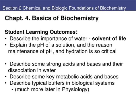 Ppt Section 2 Chemical And Biologic Foundations Of Biochemistry