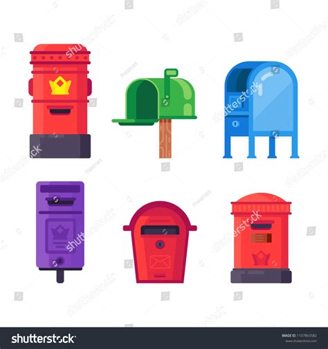 Vector Set Mailboxes Letter Boxes Sending Vector De Stock Libre De