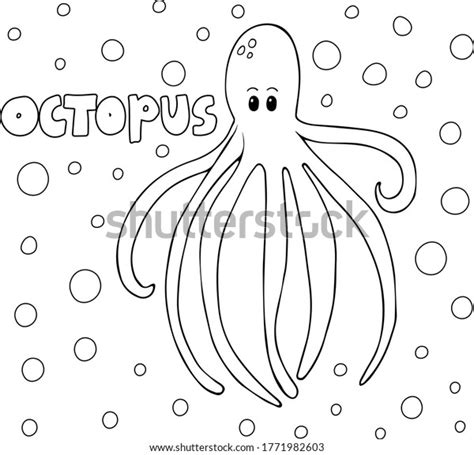 Octopus Coloring Book Cute Doodle Underwater Stock Vector Royalty Free